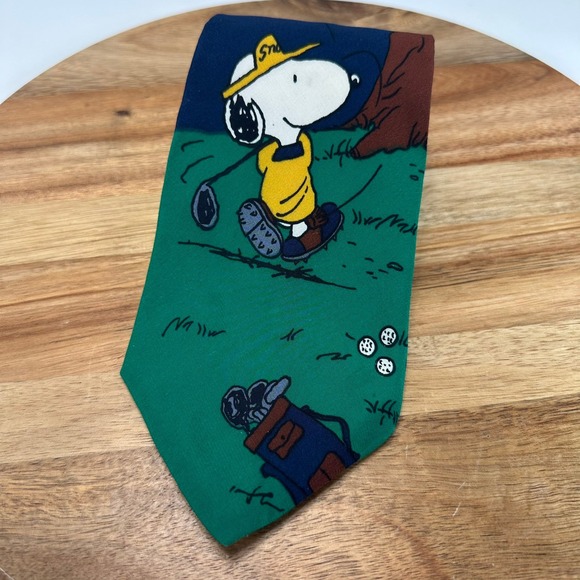 Peanuts Other - VTG 90s Peanuts Snoopy Golf Tie 100% Silk Manhattan Menswear Group 1990s Funnies